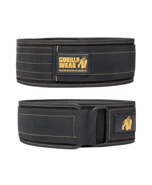 Gorilla Wear 4 Inch Nylon Lifting Belt Black/Gold